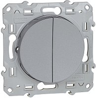 Выключатель без рамки Schneider Electric Odace 2-кл. алюминий